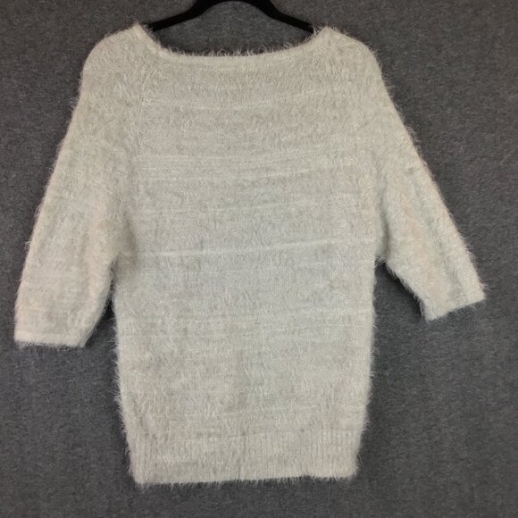 bebe 3/4 Sleeve Fuzzy Oversized Sweater Sz XS/S Metallic Thread - Picture 2 of 7